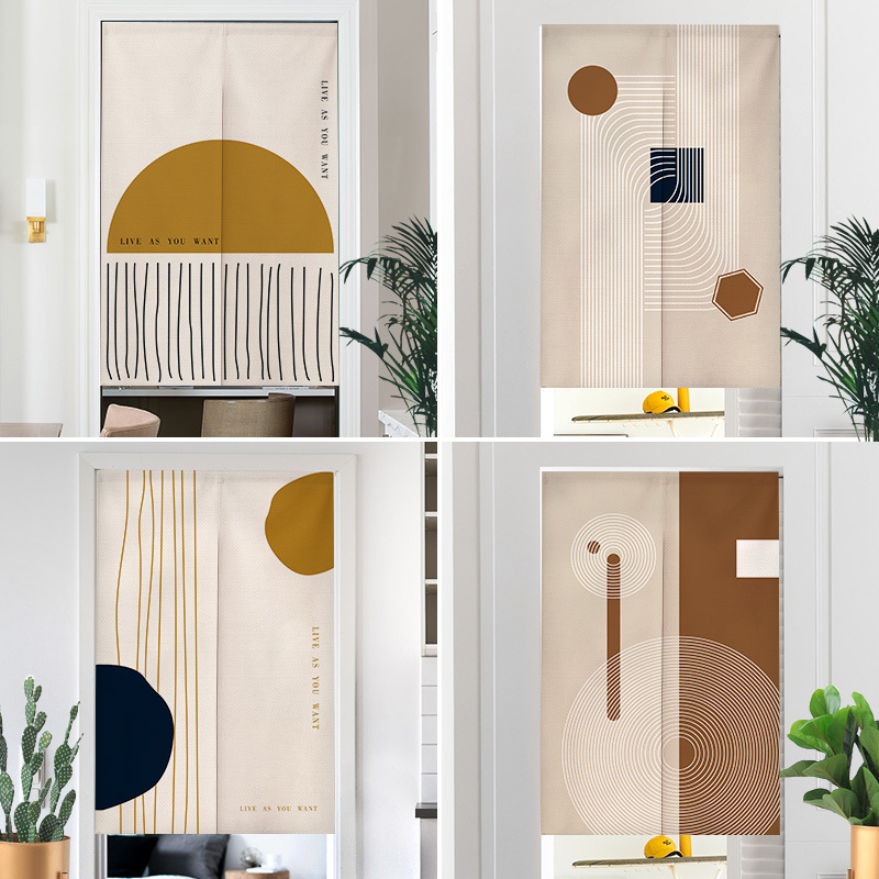 Home Bathroom Partition - Wabi-sabi 스타일 도어 커튼 간단한 줄무늬