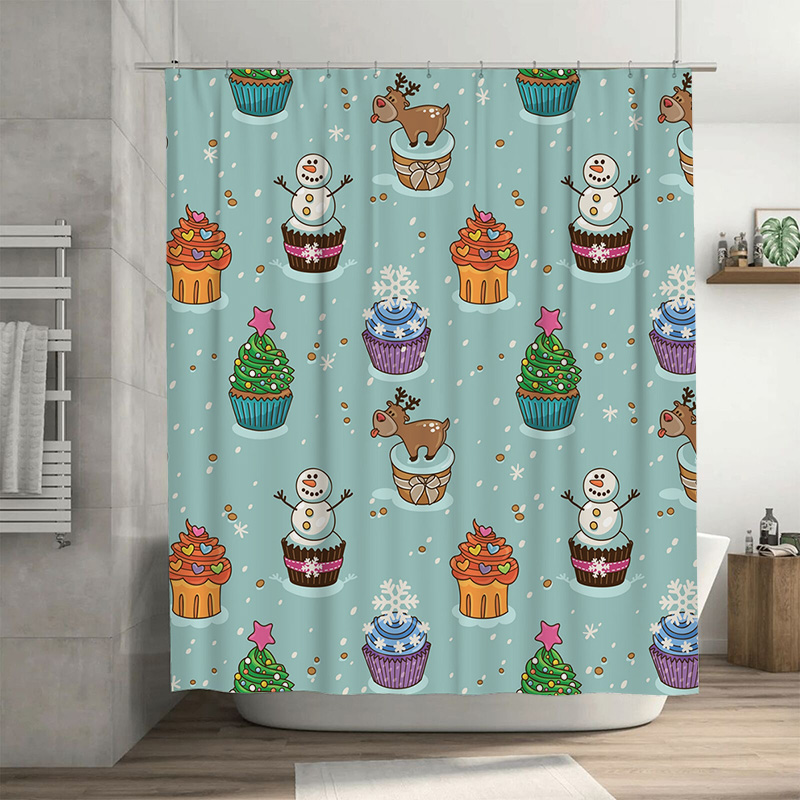 Home Decor Bathroom Ideas - TU 매력적인 크리스마스 샤워 커튼 축제