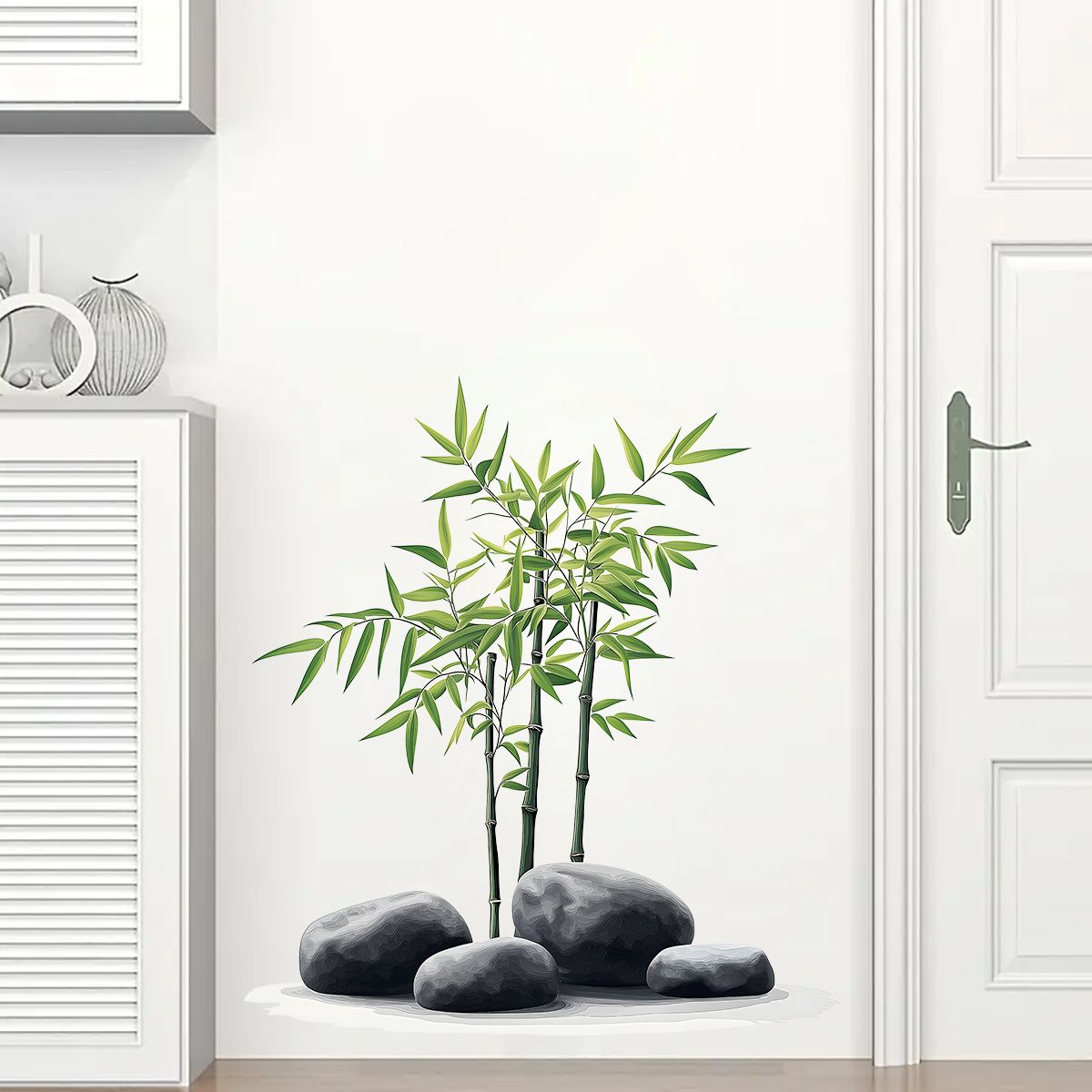 Home Bathroom Wall Tiles - 잉크 대나무 벽 스티커 욕실 화장실