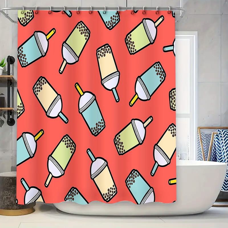 Home Decor Bathroom Ideas - 독특한 버블티 샤워 커튼 귀여운 보바티