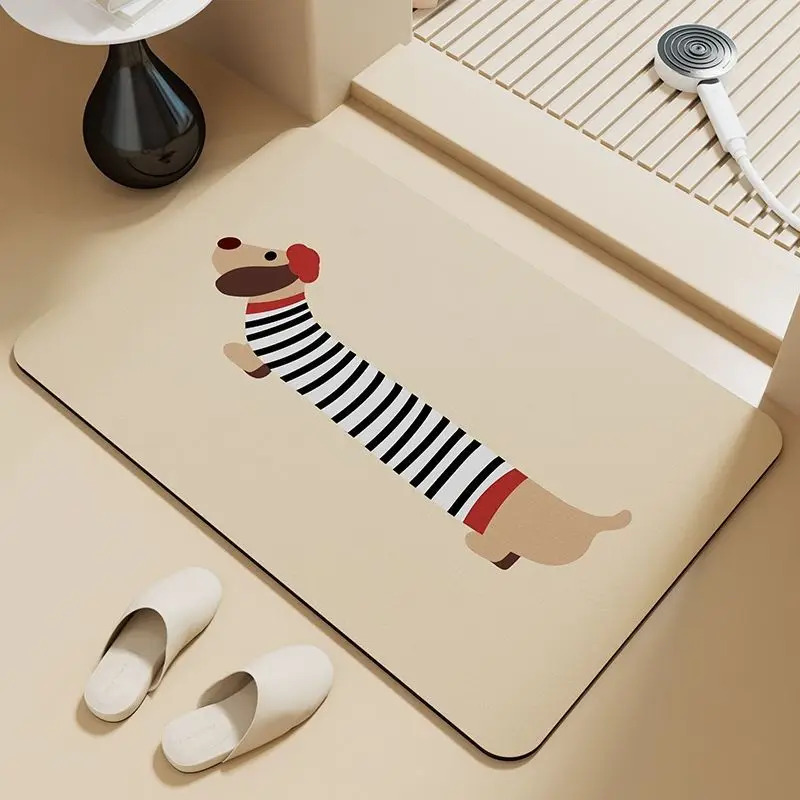 Zara Home Bathroom Rug - VIKAMA 귀여운 소시지 개 줄무늬 욕실