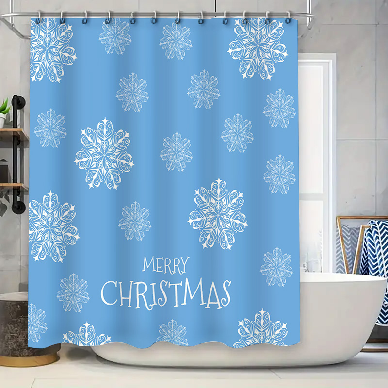 크리스마스 샤워 커튼 눈송이 블루 욕실 장식 축제 휴일 - Home Decor Bathroom Ideas 리뷰 및 가격
