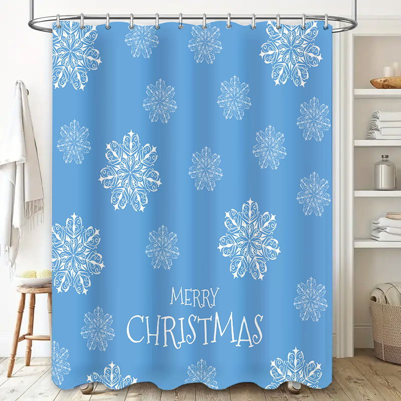 크리스마스 샤워 커튼 눈송이 블루 욕실 장식 축제 휴일 - Home Decor Bathroom Ideas 리뷰 및 가격