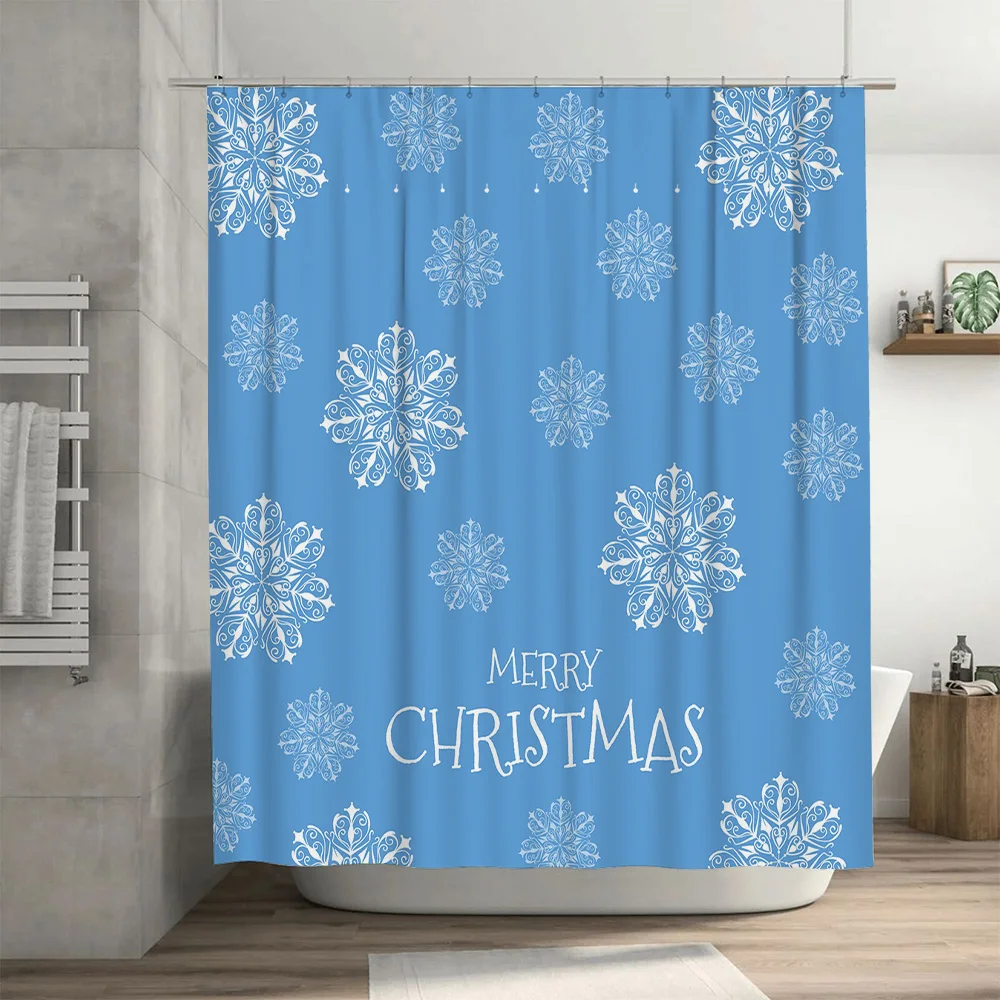 크리스마스 샤워 커튼 눈송이 블루 욕실 장식 축제 휴일 - Home Decor Bathroom Ideas 리뷰 및 가격