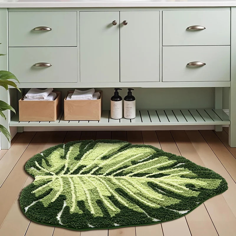 VIKAMA 미끄럼 방지 목욕 매트 녹색 잎 디자인 욕 - Zara Home Bathroom Rug 리뷰 및 가격