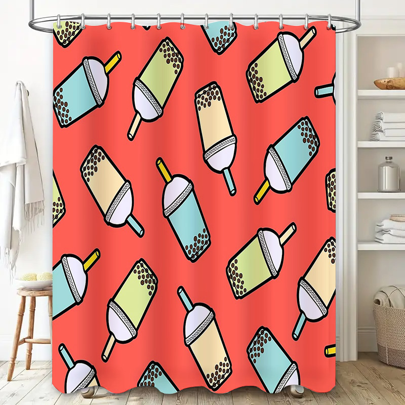 독특한 버블티 샤워 커튼 귀여운 보바티 장식 욕실 현대 - Home Decor Bathroom Ideas 리뷰 및 가격