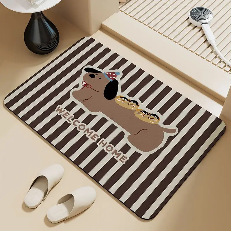 VIKAMA 귀여운 소시지 개 줄무늬 욕실 매트 미끄럼 - Zara Home Bathroom Rug 리뷰 및 가격