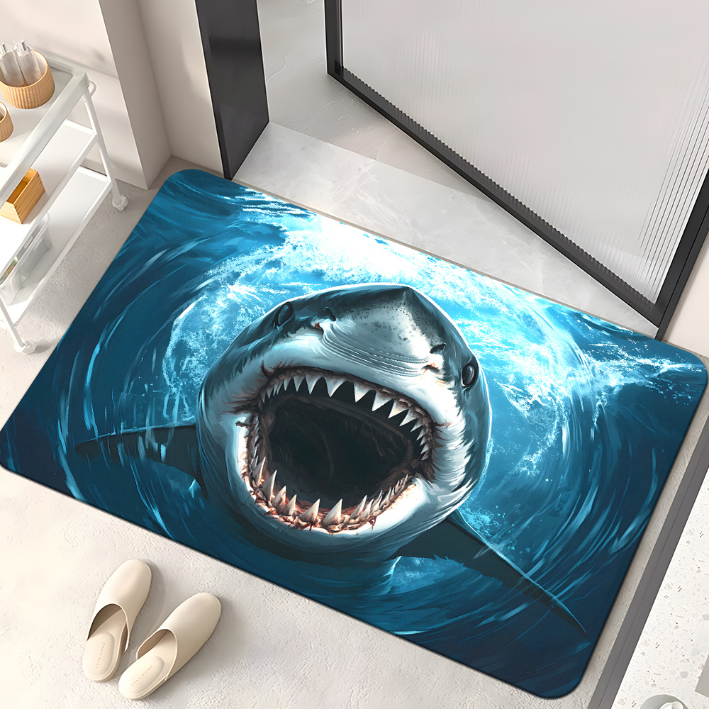 내구성 있는 상어 프린트 도어매트, 해변 스타일 현관  - Home Decor Bathroom Ideas 리뷰 및 가격