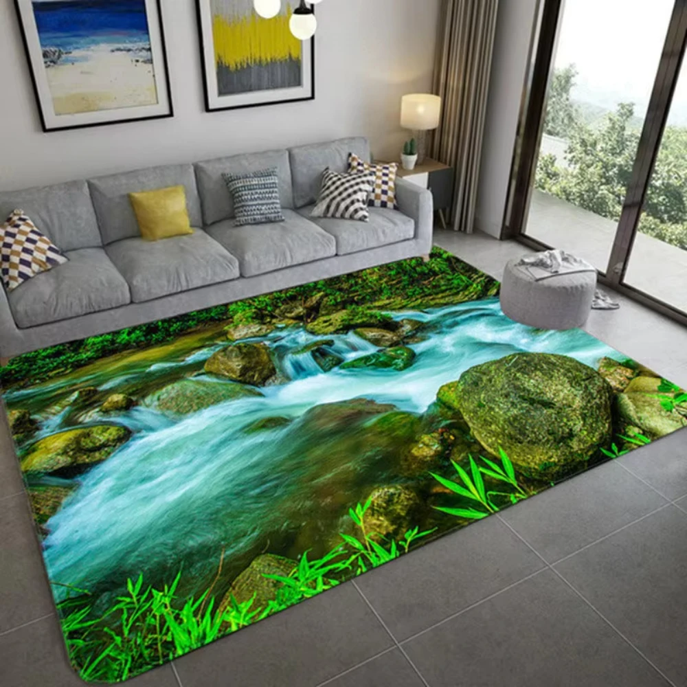 자연에서 영감을 받은 3D 풍경 카펫, 거실, 침실,  - Home Decor Bathroom Ideas 리뷰 및 가격