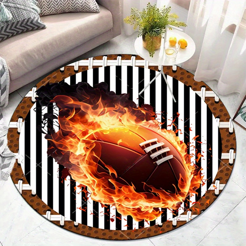 거실용 축구 테마 라운드 러그, 스포츠 팬 장식, 축구 - Home Decor Bathroom Ideas 리뷰 및 가격