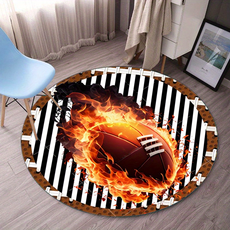 거실용 축구 테마 라운드 러그, 스포츠 팬 장식, 축구 - Home Decor Bathroom Ideas 리뷰 및 가격